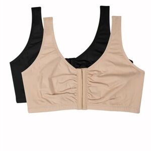Fruit Of The Loom Women's Comfort Front Close Cotton Sports Bra, 2 Pack Size 36